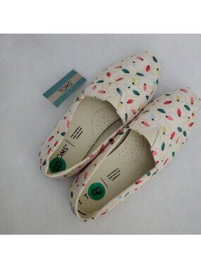 TOMS Women's Belmont Natural Tree Light Print Slip-On Flats, Size 8